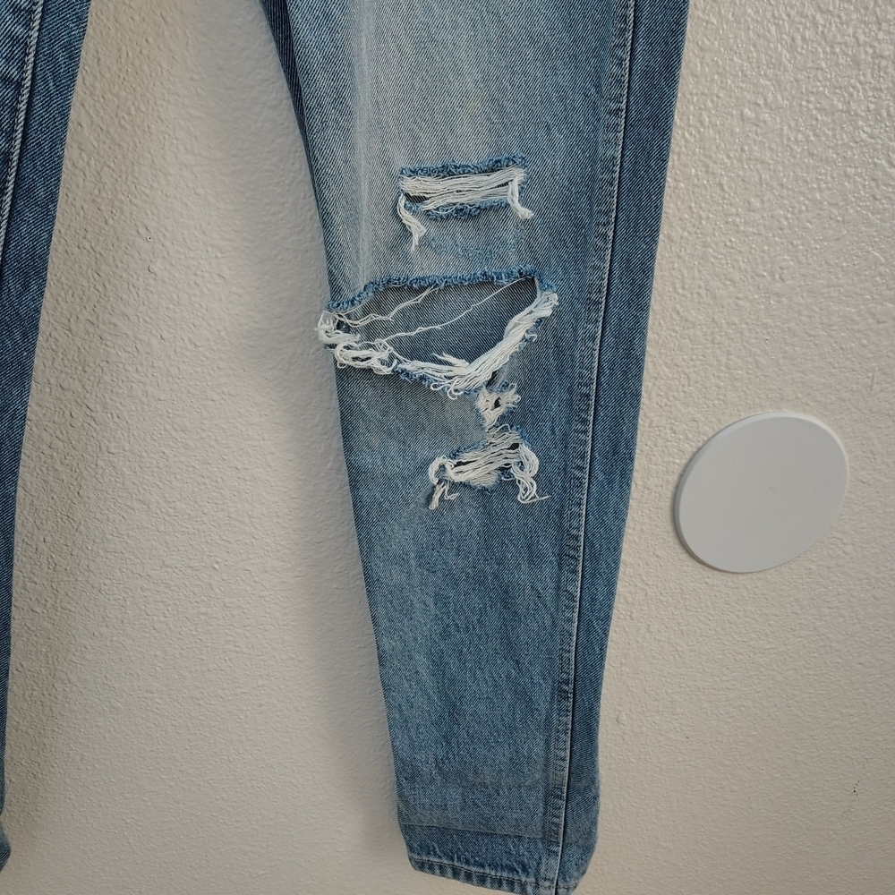 ROLLA'S Elle Garage Worn Blue Distressed Straight Leg Jeans Sz 26 High Rise - Picture 6 of 16